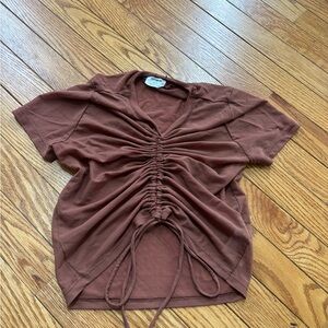 Cotton On Brown Ruched Short Sleeve Top